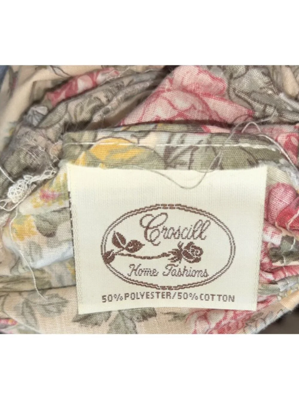 Croscill Floral Neck Roll Pillowcase Ruffled Bolster Cover Vintage Cottagecore